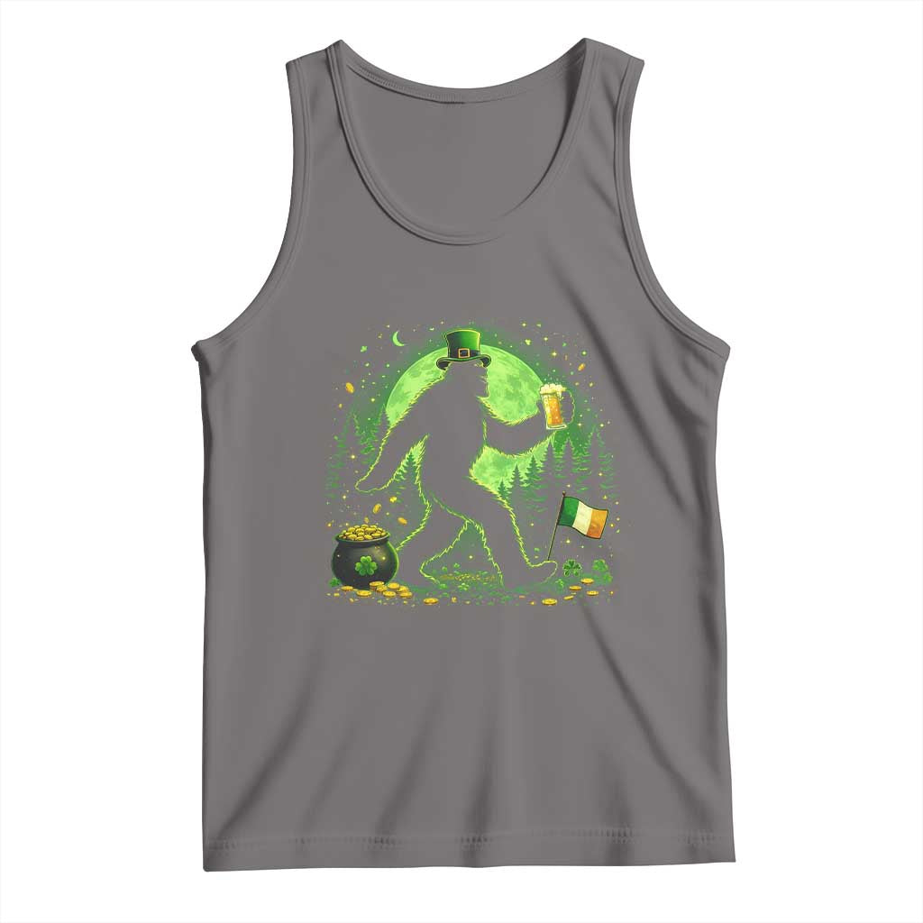 Funny Bigfoot St Patricks Day Tank Top Sasquatch Drinking Green Beer Lover TS14 Deep Heather Print Your Wear