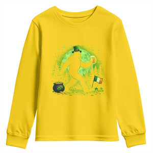 Funny Bigfoot St Patricks Day Youth Sweatshirt Sasquatch Drinking Green Beer Lover TS14 Daisy Print Your Wear