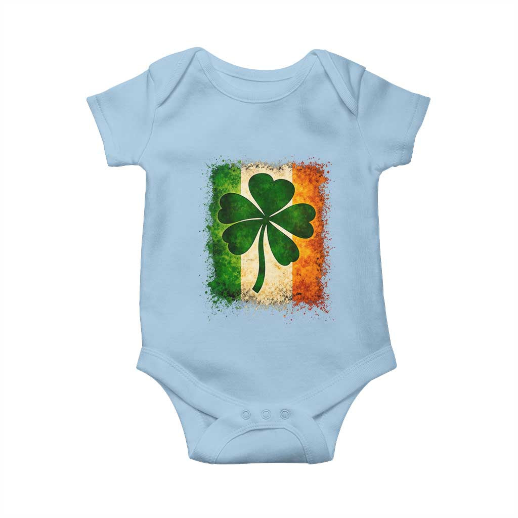 Retro Ireland Shamrock Irish Flag St Patricks Day Baby Onesie TS14 Light Blue Print Your Wear