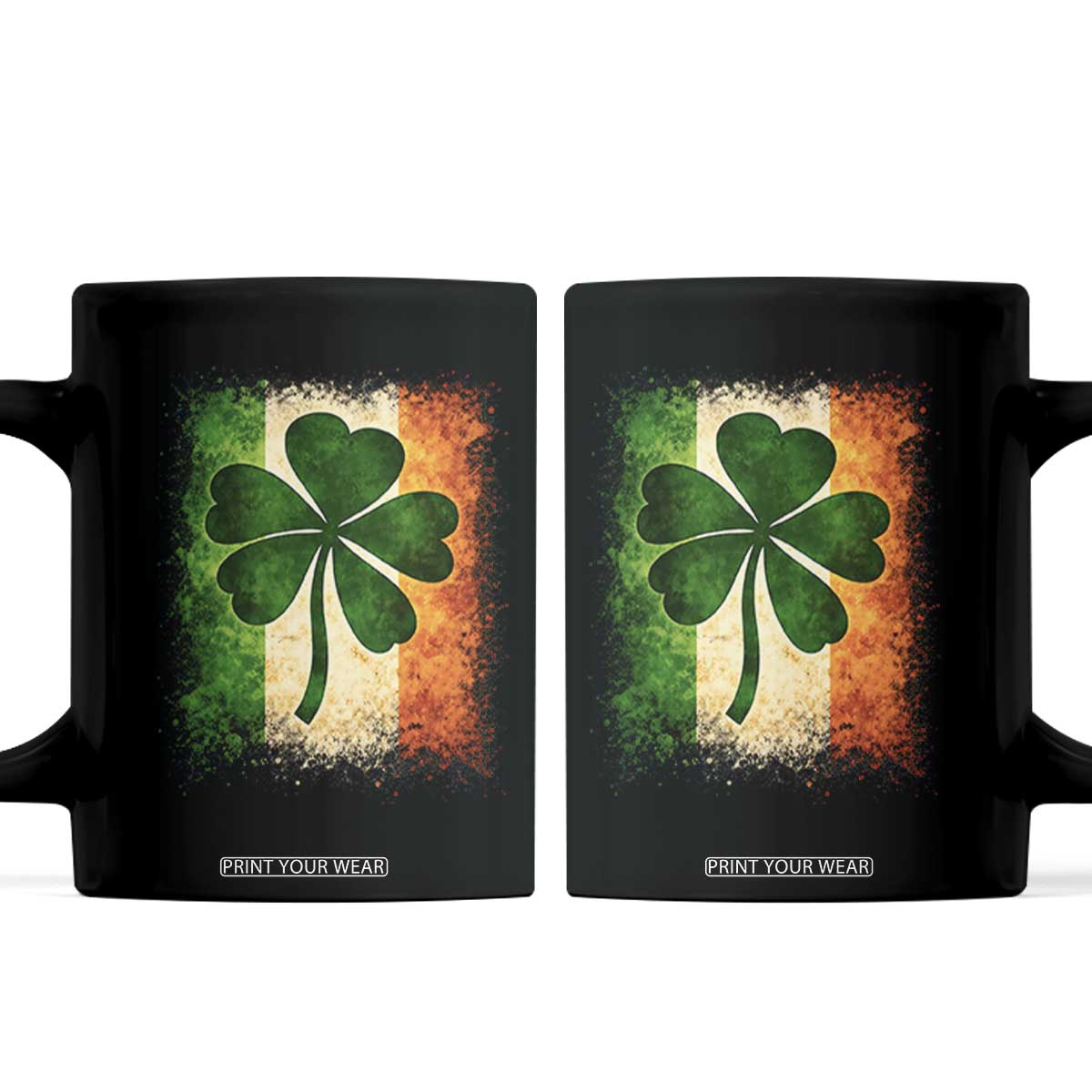 Retro Ireland Shamrock Irish Flag St Patricks Day Coffee Mug TS14 Black Print Your Wear