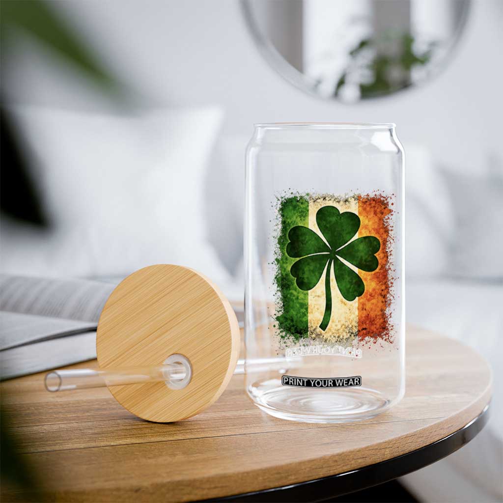 Retro Ireland Shamrock Irish Flag St Patricks Day Glass Can TS14 Print Your Wear