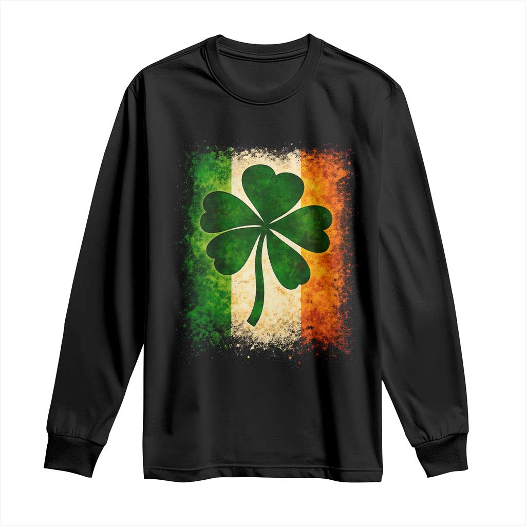 Retro Ireland Shamrock Irish Flag St Patricks Day Long Sleeve Shirt TS14 Black Print Your Wear
