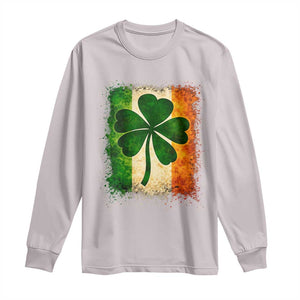 Retro Ireland Shamrock Irish Flag St Patricks Day Long Sleeve Shirt TS14 Ice Gray Print Your Wear