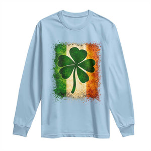 Retro Ireland Shamrock Irish Flag St Patricks Day Long Sleeve Shirt TS14 Light Blue Print Your Wear