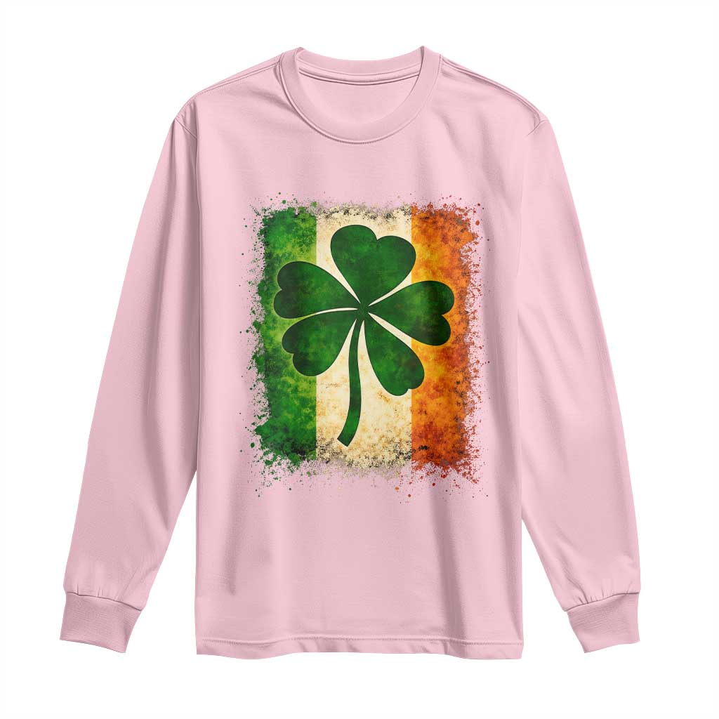 Retro Ireland Shamrock Irish Flag St Patricks Day Long Sleeve Shirt TS14 Light Pink Print Your Wear