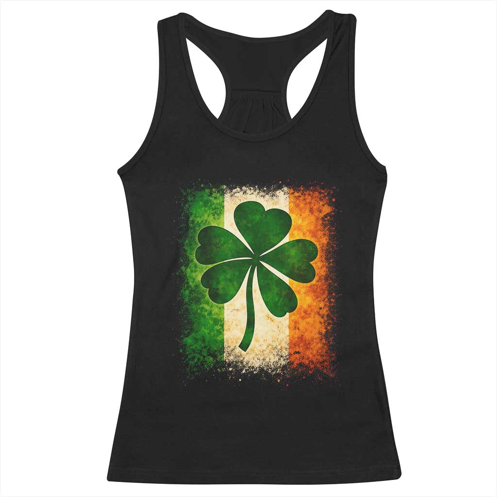 Retro Ireland Shamrock Irish Flag St Patricks Day Racerback Tank Top TS14 Black Print Your Wear