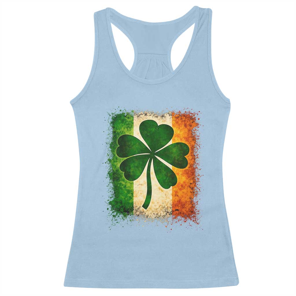 Retro Ireland Shamrock Irish Flag St Patricks Day Racerback Tank Top TS14 Light Blue Print Your Wear