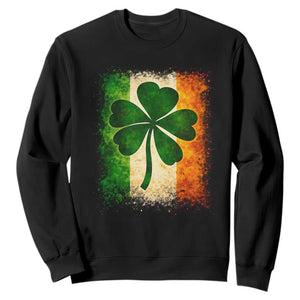Retro Ireland Shamrock Irish Flag St Patricks Day Sweatshirt TS14 Black Print Your Wear