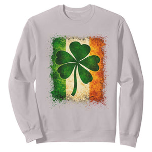 Retro Ireland Shamrock Irish Flag St Patricks Day Sweatshirt TS14 Ice Gray Print Your Wear
