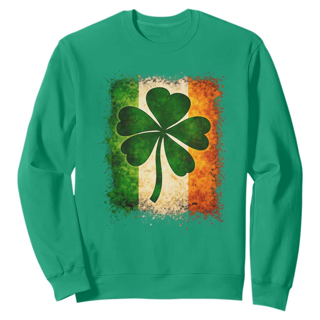 Retro Ireland Shamrock Irish Flag St Patricks Day Sweatshirt TS14 Irish Green Print Your Wear