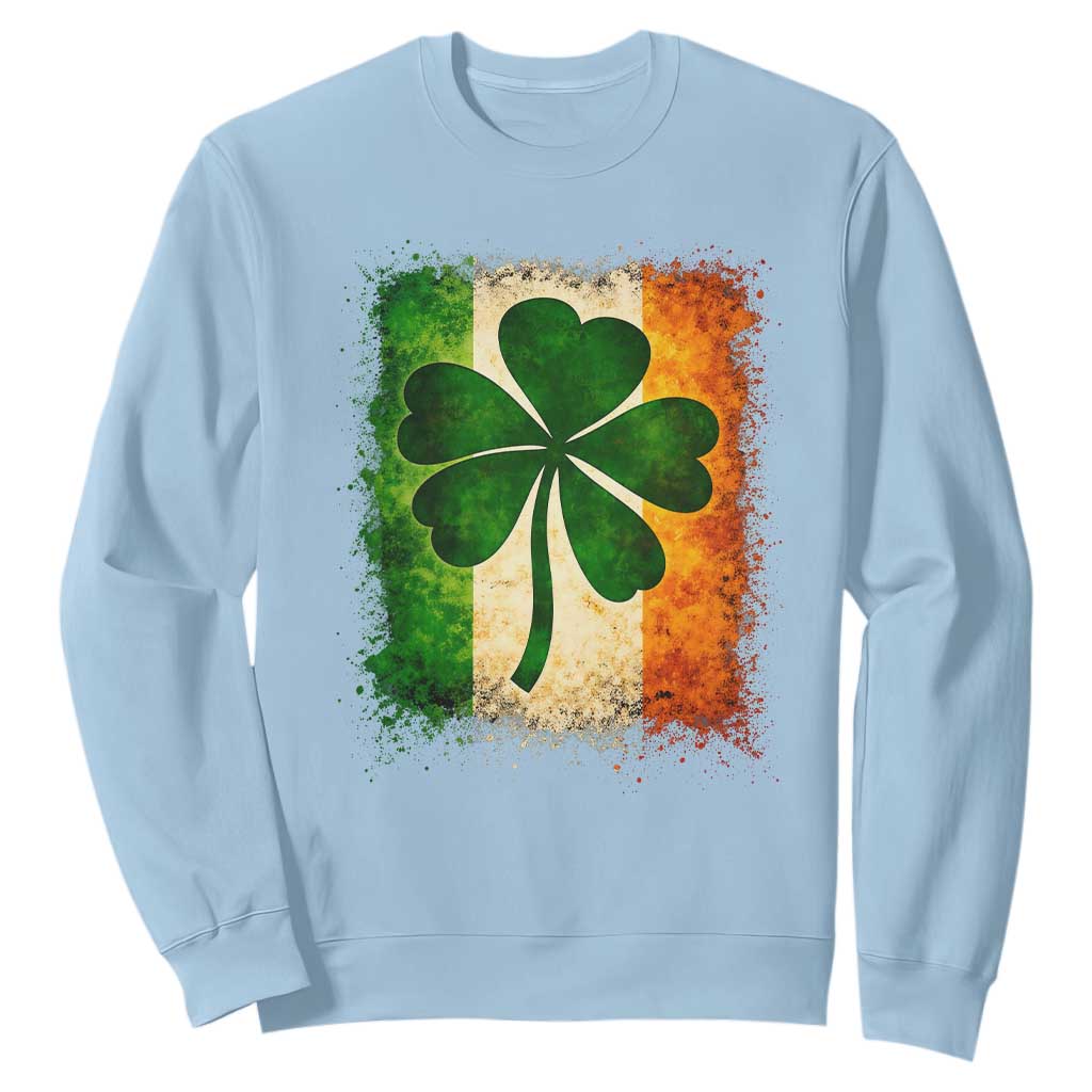 Retro Ireland Shamrock Irish Flag St Patricks Day Sweatshirt TS14 Light Blue Print Your Wear