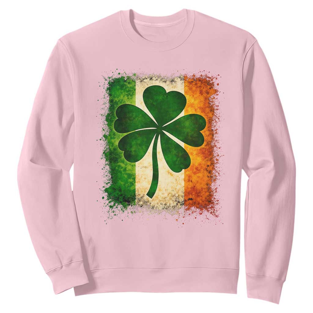 Retro Ireland Shamrock Irish Flag St Patricks Day Sweatshirt TS14 Light Pink Print Your Wear