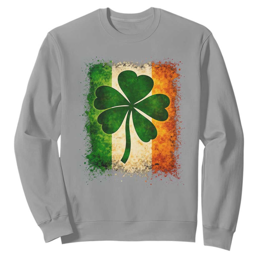 Retro Ireland Shamrock Irish Flag St Patricks Day Sweatshirt TS14 Sport Gray Print Your Wear