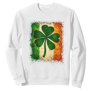 Retro Ireland Shamrock Irish Flag St Patricks Day Sweatshirt TS14 White Print Your Wear