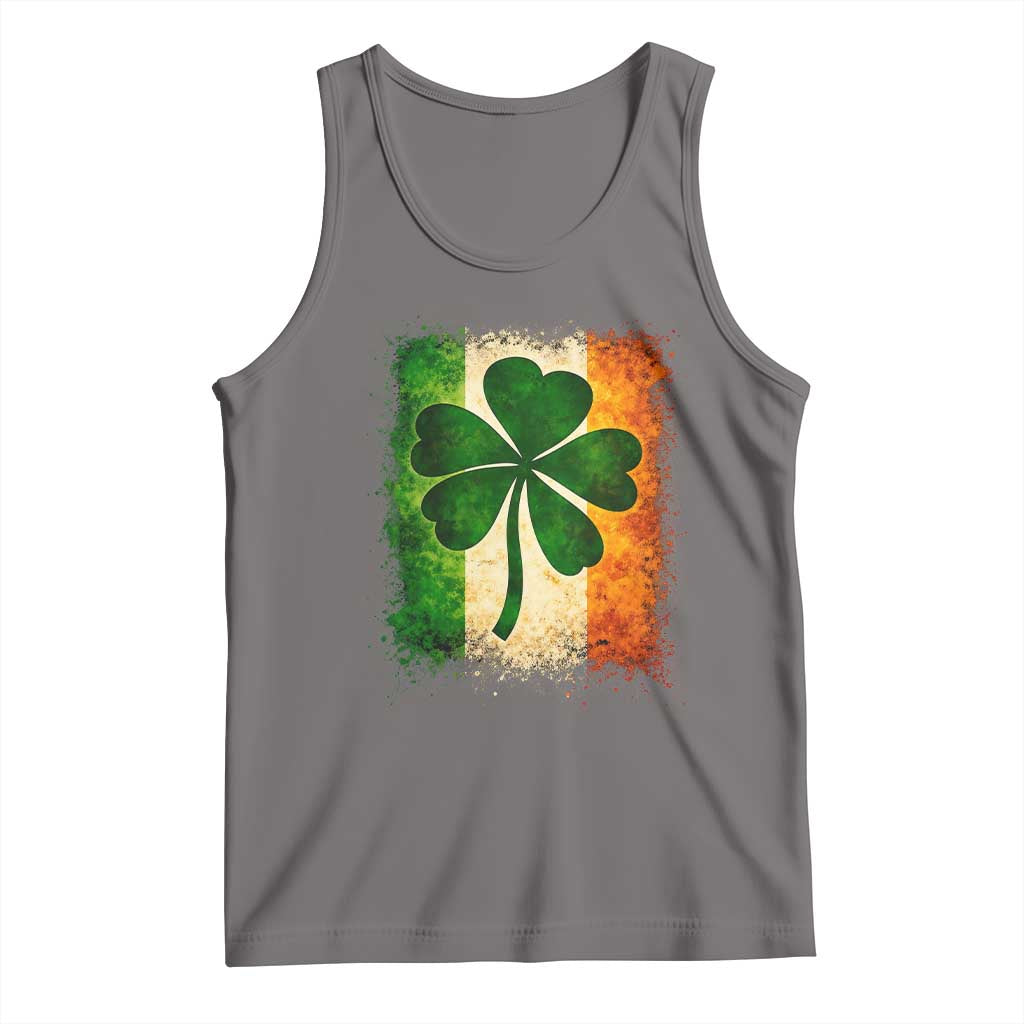 Retro Ireland Shamrock Irish Flag St Patricks Day Tank Top TS14 Deep Heather Print Your Wear