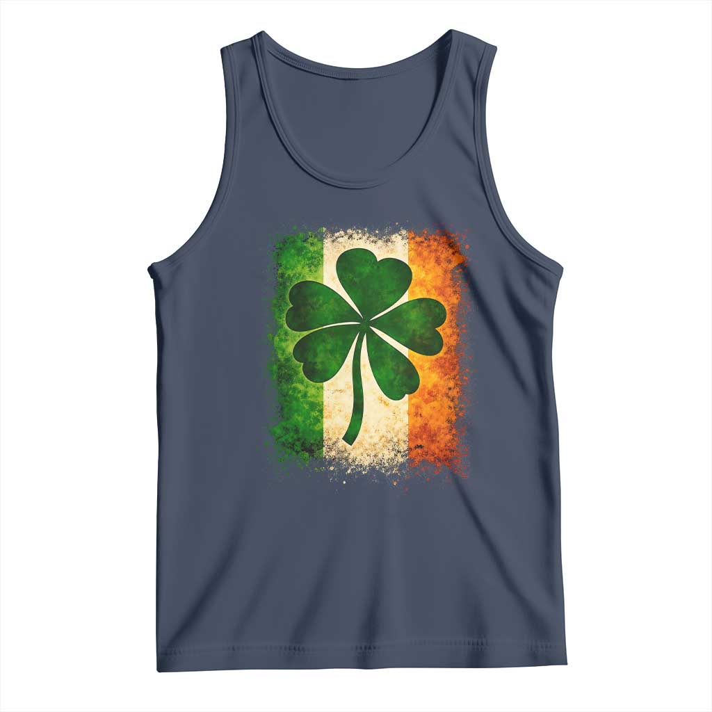 Retro Ireland Shamrock Irish Flag St Patricks Day Tank Top TS14 Navy Print Your Wear