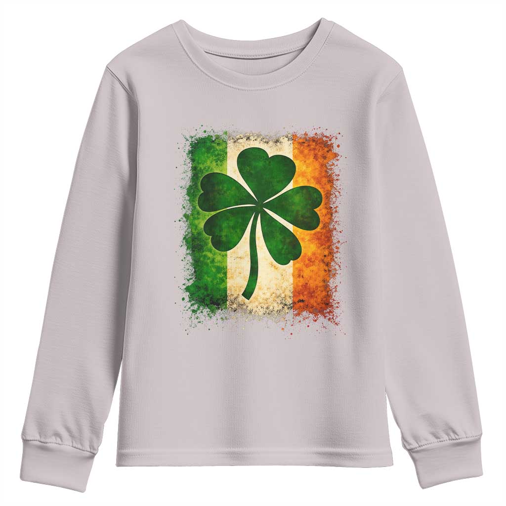 Retro Ireland Shamrock Irish Flag St Patricks Day Youth Sweatshirt TS14 Ice Gray Print Your Wear