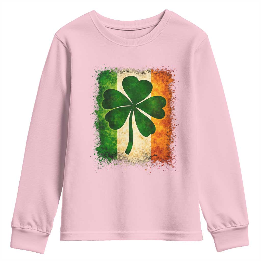 Retro Ireland Shamrock Irish Flag St Patricks Day Youth Sweatshirt TS14 Light Pink Print Your Wear