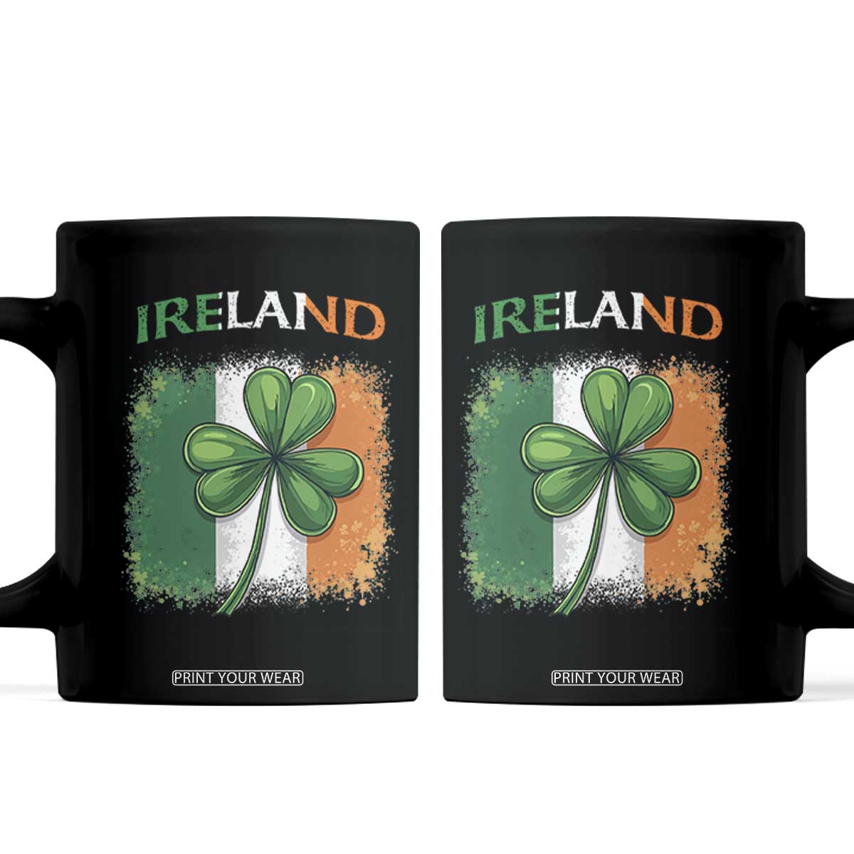 Vintage Ireland Shamrock Irish Flag St Patricks Day Coffee Mug TS14 Black Print Your Wear
