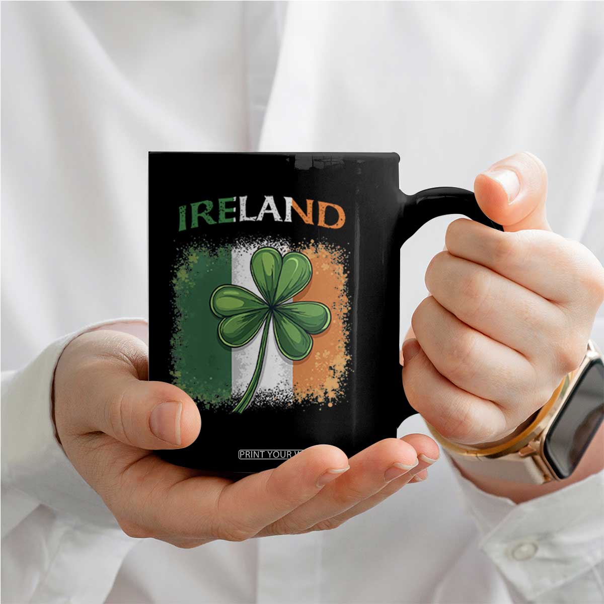 Vintage Ireland Shamrock Irish Flag St Patricks Day Coffee Mug TS14 Print Your Wear