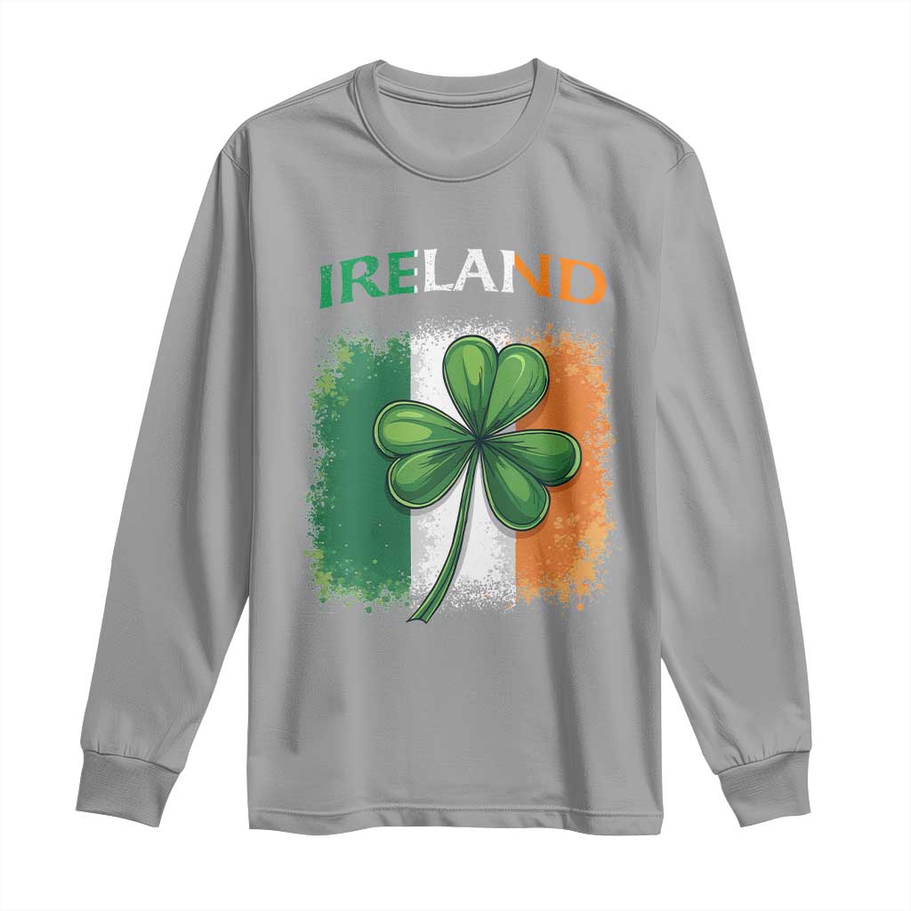 Vintage Ireland Shamrock Irish Flag - St Patricks Day Long Sleeve Shirt TS14 Sport Gray Print Your Wear