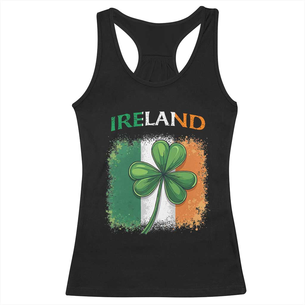 Vintage Ireland Shamrock Irish Flag St Patricks Day Racerback Tank Top TS14 Black Print Your Wear