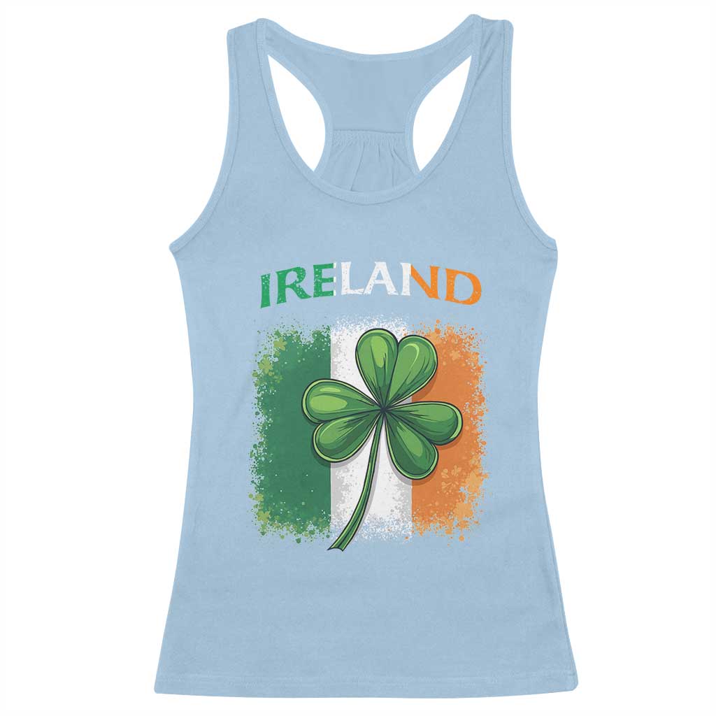Vintage Ireland Shamrock Irish Flag St Patricks Day Racerback Tank Top TS14 Light Blue Print Your Wear