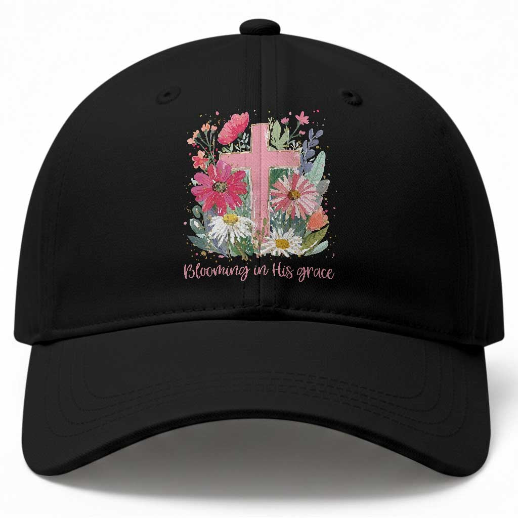 Blooming in His Grace Baseball Cap Boho Wildflower Christian Faith Bible Verse TS14 Print Your Wear