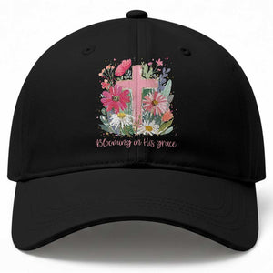Blooming in His Grace Baseball Cap Boho Wildflower Christian Faith Bible Verse TS14 Print Your Wear