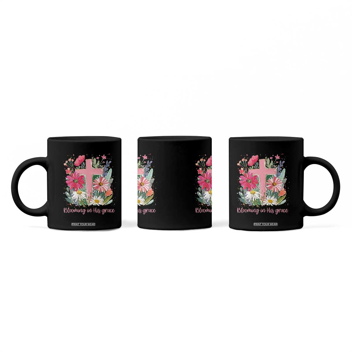 Blooming in His Grace Coffee Mug Boho Wildflower Christian Faith Bible Verse TS14 Print Your Wear