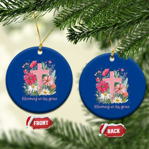 Blooming in His Grace Ceramic Ornament Boho Wildflower Christian Faith Bible Verse TS14 1pc Blue Print Your Wear