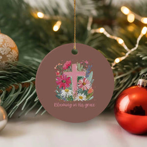 Blooming in His Grace Ceramic Ornament Boho Wildflower Christian Faith Bible Verse TS14 1pc Mocha Print Your Wear
