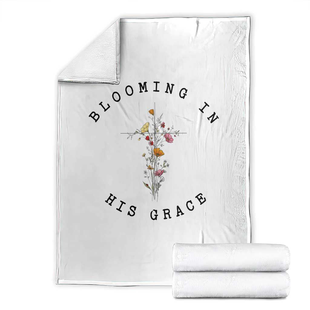 Blooming in His Grace Throw Blanket Boho Wildflower Christian Faith TS14 White Print Your Wear