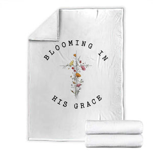 Blooming in His Grace Throw Blanket Boho Wildflower Christian Faith TS14 White Print Your Wear