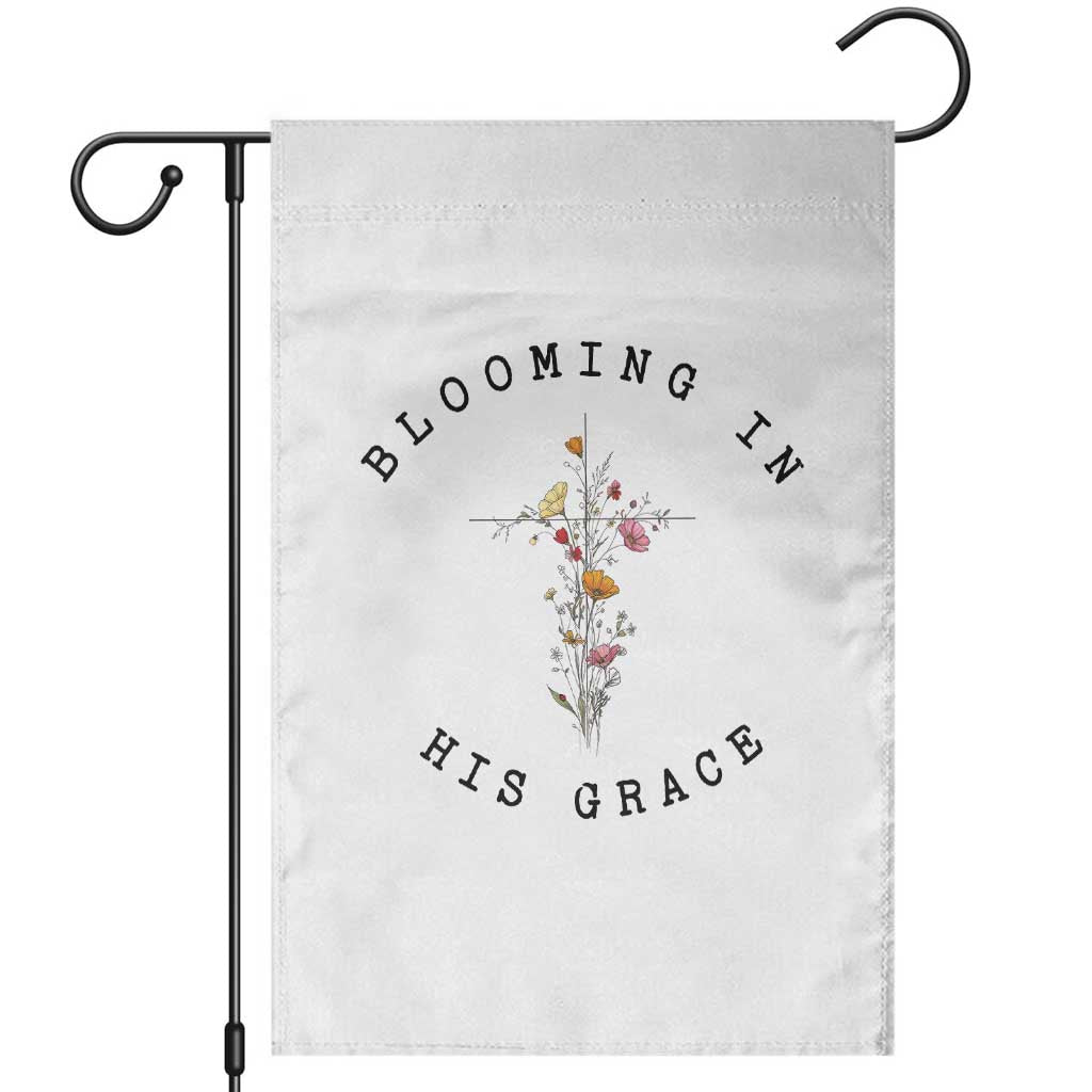 Blooming in His Grace Garden Flag Boho Wildflower Christian Faith TS14 White Print Your Wear