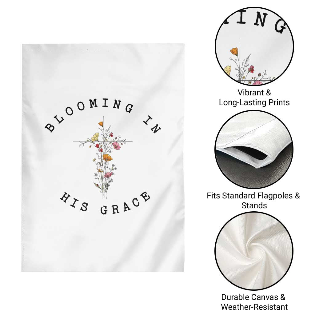 Blooming in His Grace Garden Flag Boho Wildflower Christian Faith TS14 Print Your Wear