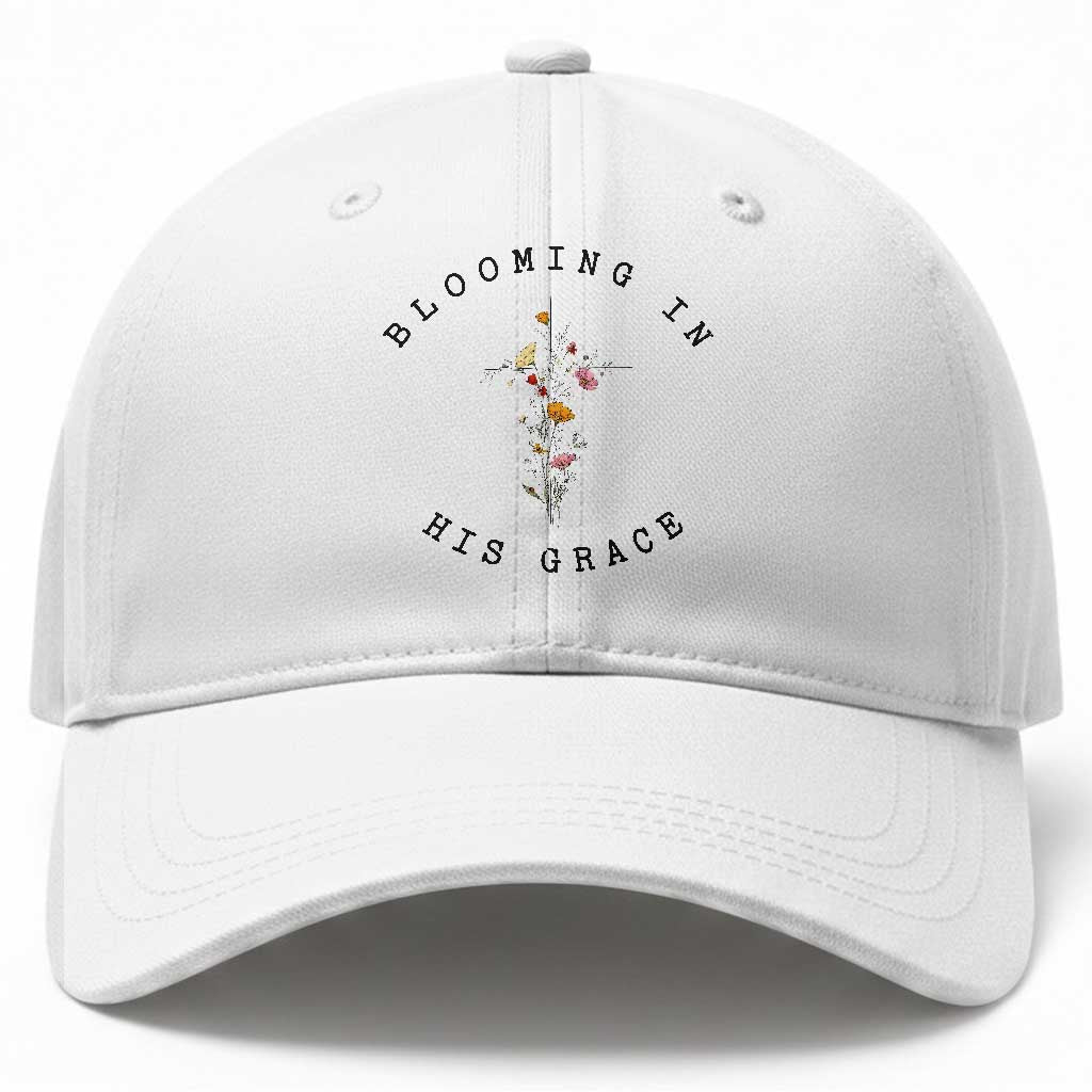 Blooming in His Grace Baseball Cap Boho Wildflower Christian Faith TS14 Print Your Wear