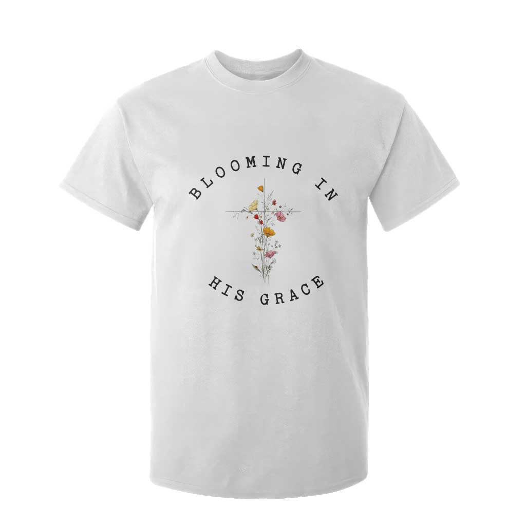 Blooming in His Grace T Shirt For Kid Boho Wildflower Christian Faith TS14 White Print Your Wear