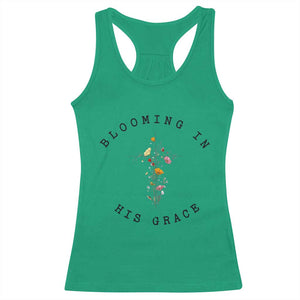 Blooming in His Grace Racerback Tank Top Boho Wildflower Christian Faith TS14 Irish Green Print Your Wear