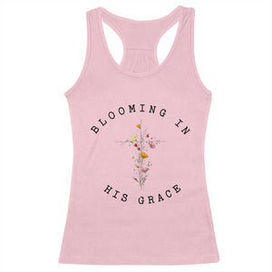 Blooming in His Grace Racerback Tank Top Boho Wildflower Christian Faith TS14 Light Pink Print Your Wear