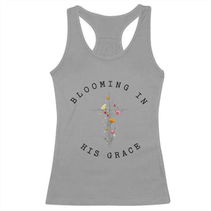 Blooming in His Grace Racerback Tank Top Boho Wildflower Christian Faith TS14 Sport Gray Print Your Wear