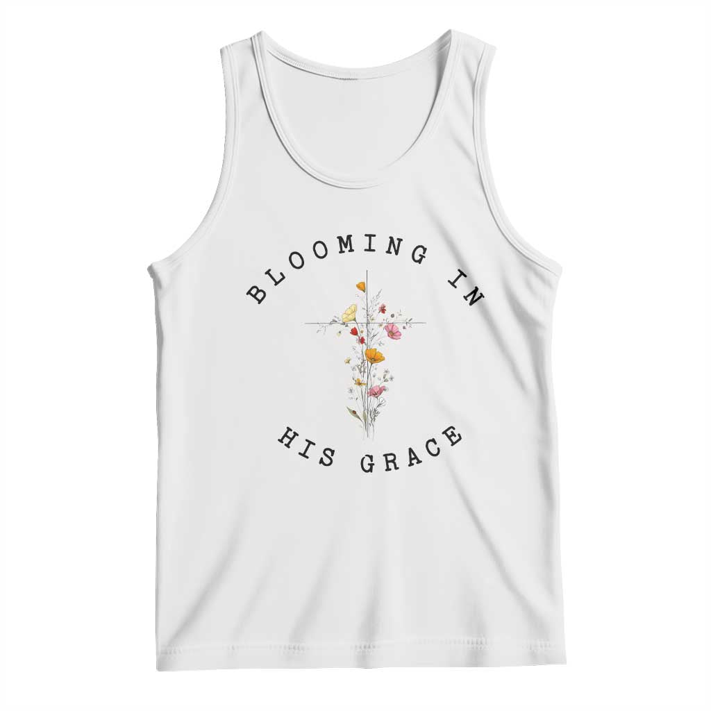 Blooming in His Grace Tank Top Boho Wildflower Christian Faith TS14 White Print Your Wear