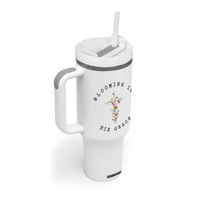 Blooming in His Grace Tumbler With Handle Boho Wildflower Christian Faith TS14 Print Your Wear