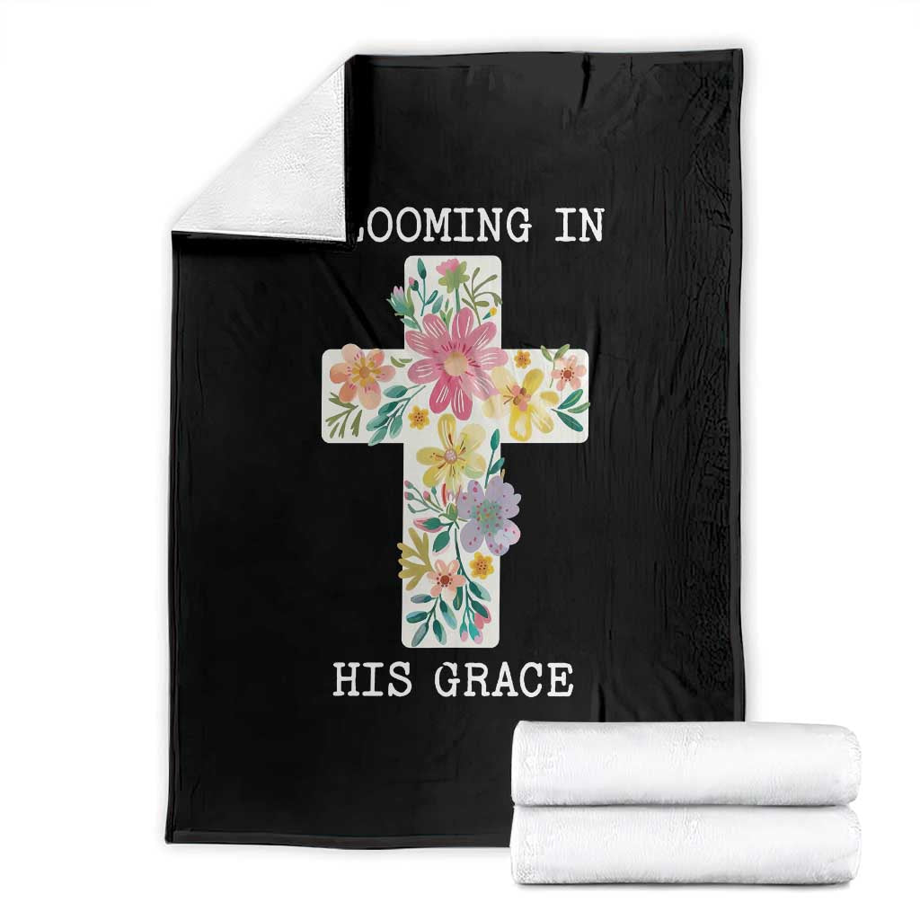 Blooming in His Grace Boho Christian Wildflower Throw Blanket Floral Cross Religious TS14 Black Print Your Wear