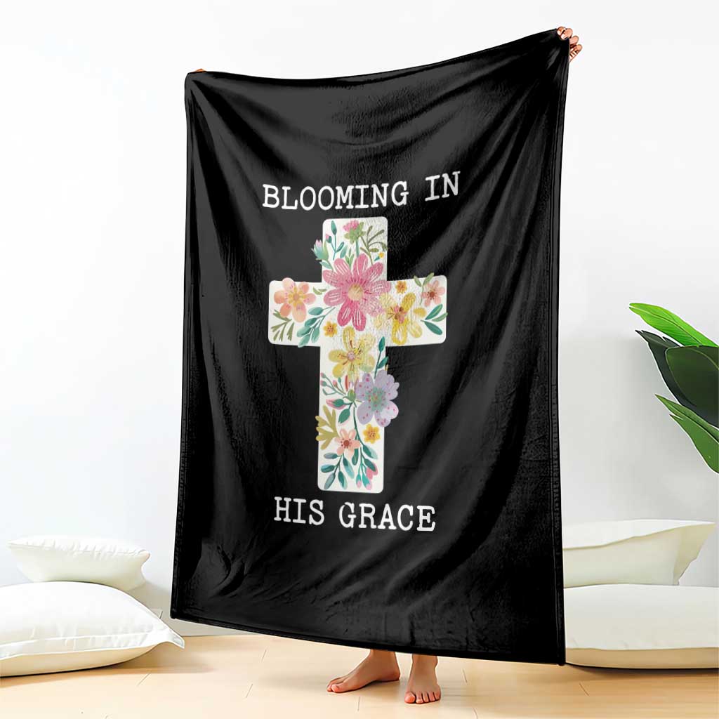 Blooming in His Grace Boho Christian Wildflower Throw Blanket Floral Cross Religious TS14 Print Your Wear