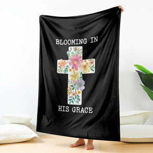 Blooming in His Grace Boho Christian Wildflower Throw Blanket Floral Cross Religious TS14 Print Your Wear