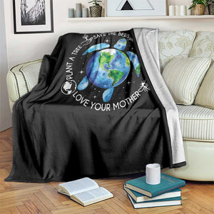 Earth Day Sea Turtle Throw Blanket Save Bees Plant Trees Clean Seas Environmentalist TS14 Print Your Wear