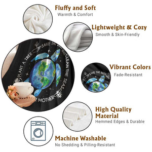 Earth Day Sea Turtle Throw Blanket Save Bees Plant Trees Clean Seas Environmentalist TS14 Print Your Wear