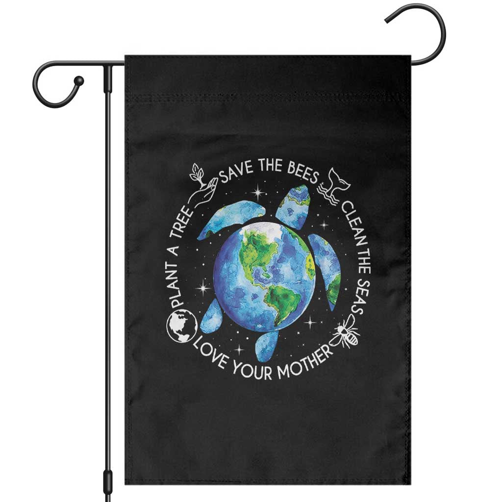 Earth Day Sea Turtle Garden Flag Save Bees Plant Trees Clean Seas Environmentalist TS14 Black Print Your Wear
