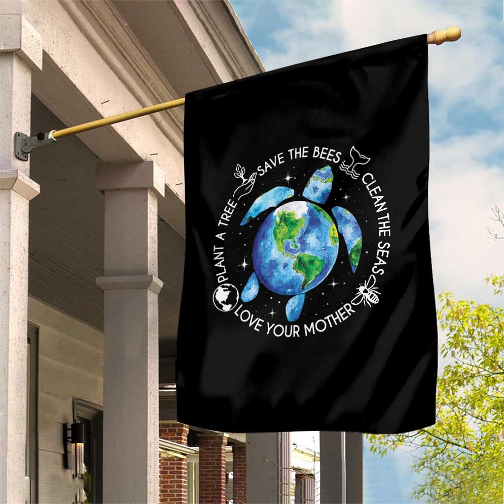 Earth Day Sea Turtle Garden Flag Save Bees Plant Trees Clean Seas Environmentalist TS14 Print Your Wear